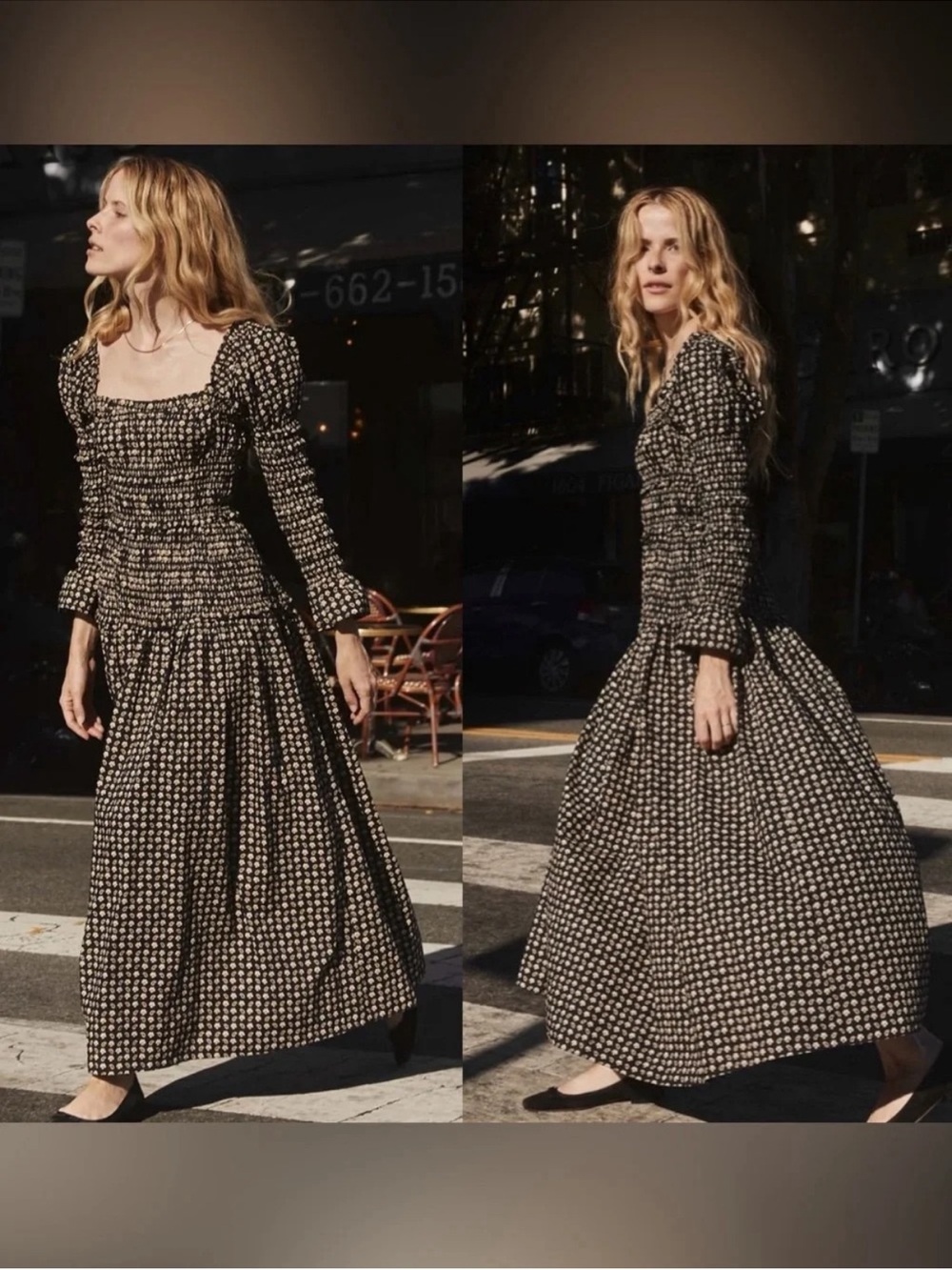 Doen Black and Cream Floral Maxi Dress